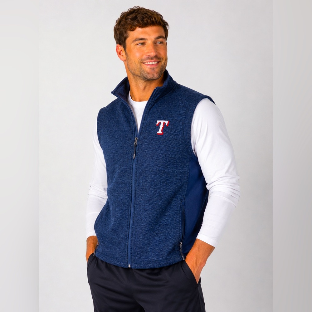 Antigua Texas Rangers Vest Mens XL Navy Full Zip MLB Baseball